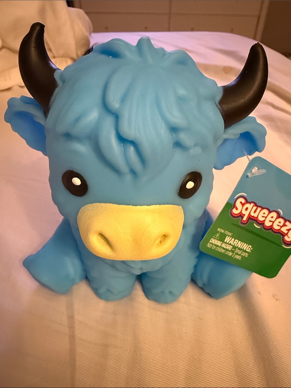 Squeeezy Blue Plush Yak Toy - Soft Squeeze Kids Toy